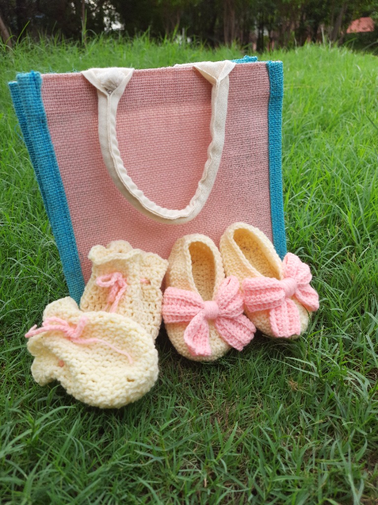 Handmade Crochet Baby Shoe and Mittens Gift Combo Set by made_withlove_crochet
